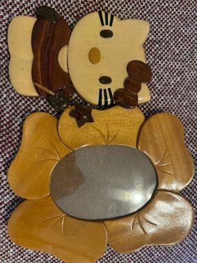 Vintage hand made wooden hello kitty picture frame